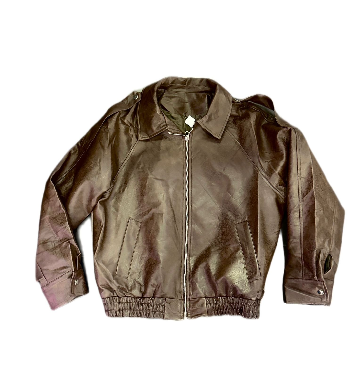 cazadora en piel oversize