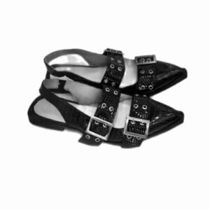 zapatos planos en punta doble hebilla